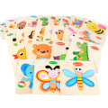 Cartoon Animal Traffic Intelligence Wooden Hand Grip Puzzle